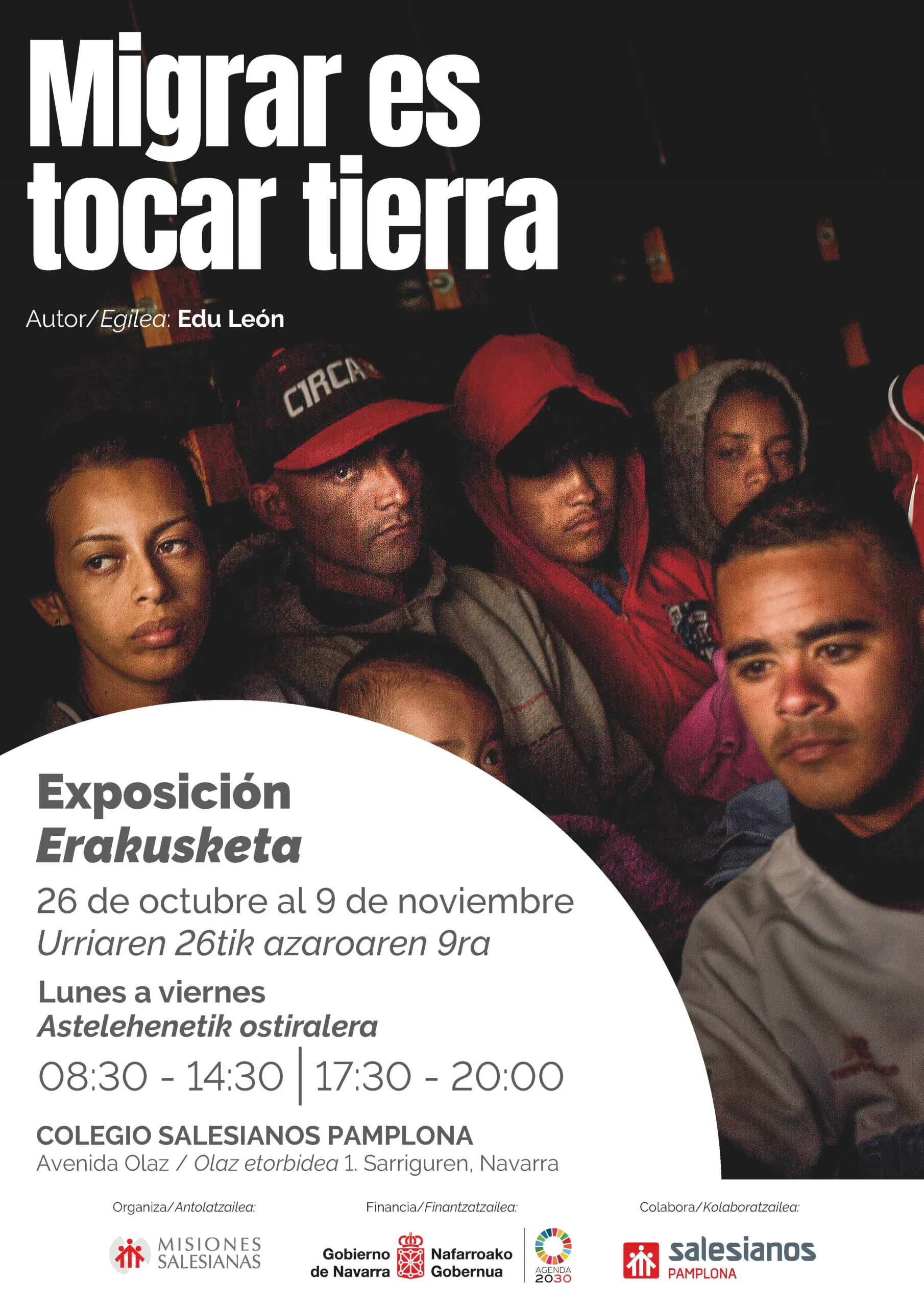 Cartel informativo Migrar-es-tocar-tierra Pamplona Navarra