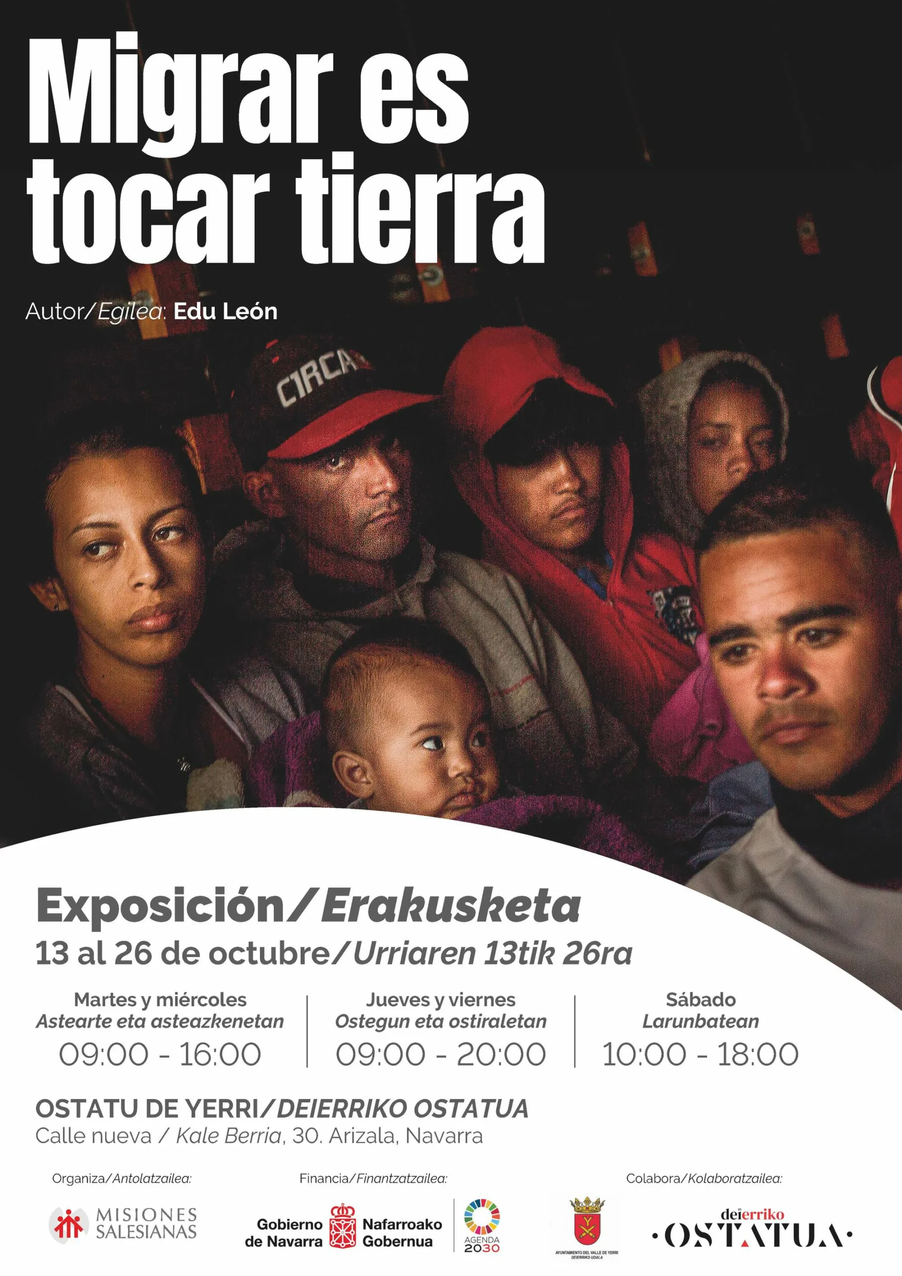 Cartel informativo Migrar-es-tocar-tierra Pamplona Yerri
